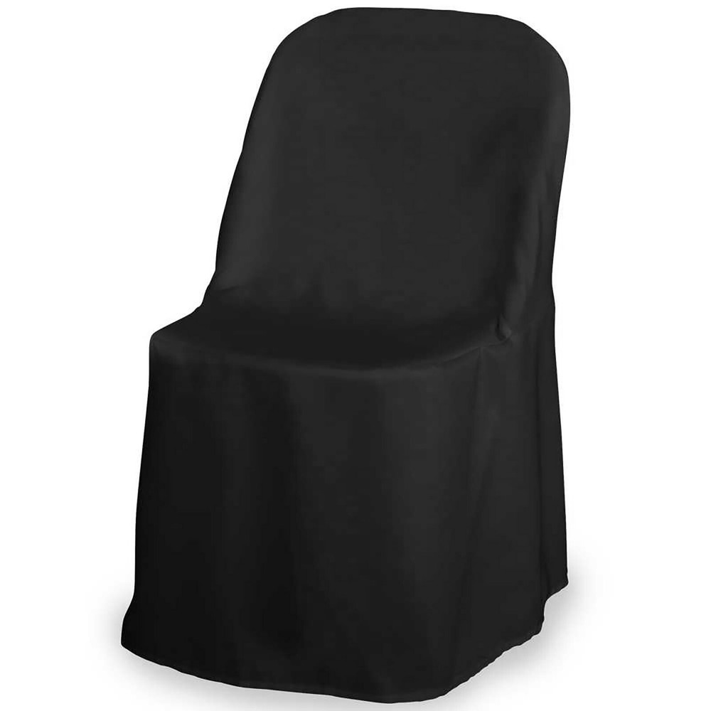 100 Wedding/Party Folding Chair Covers – Polyester Cloth – Black