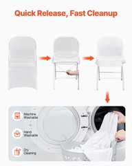 VEVOR 12PCS White Stretch Spandex Folding Chair Covers for Wedding Party Dining