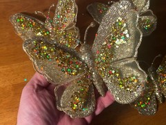Gold Butterfly Clip Set of 4 Large 6″ Wedding Decorations Sparkly Glitter New