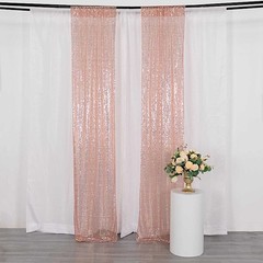 2 BLUSH 8ft x 2ft Sequined Backdrop Curtain with Rod Pockets Wedding Decorations