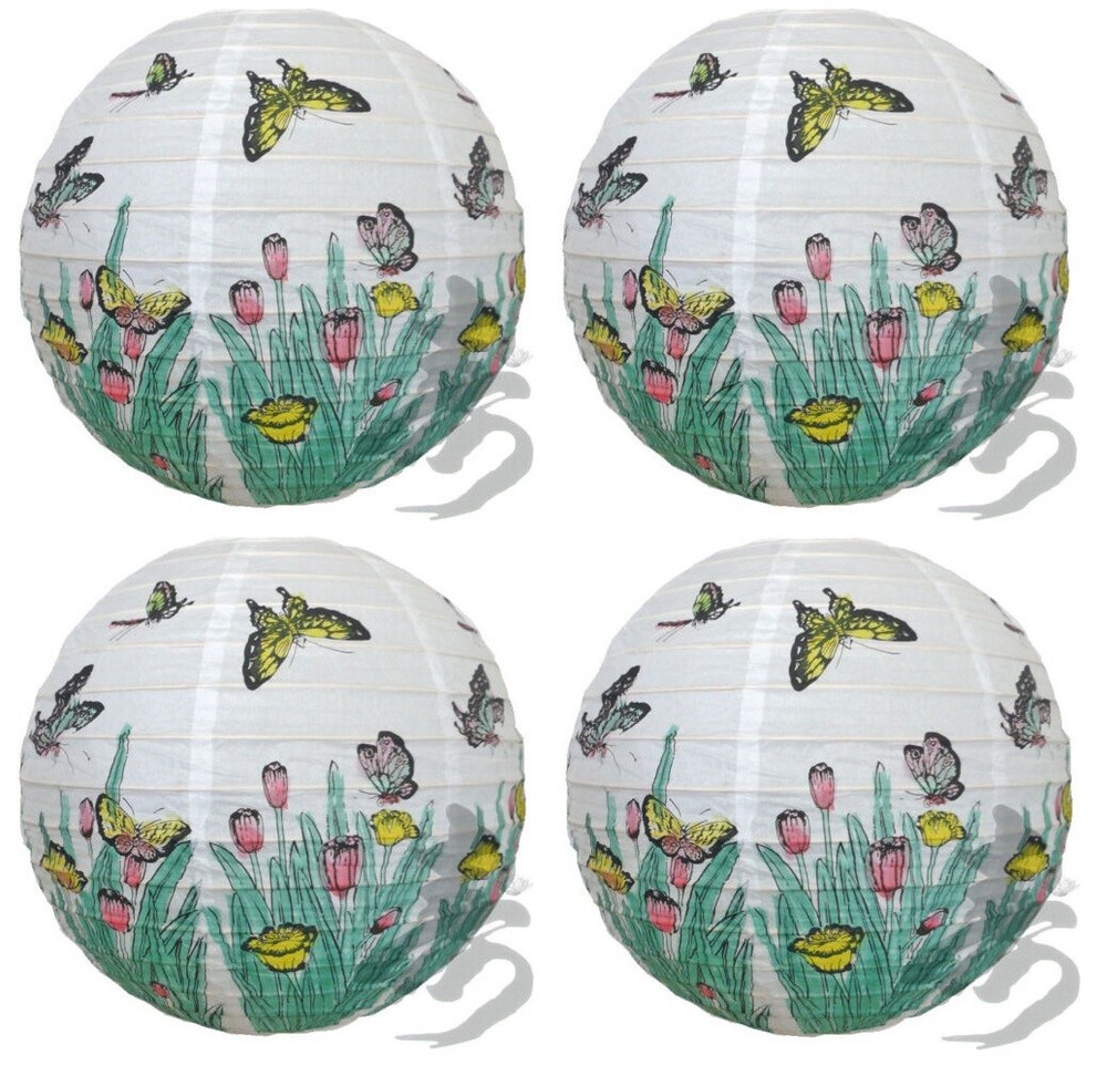 SET of 4 Japanese Chinese 16” Round Paper Lantern Butterfly Home Party Decor