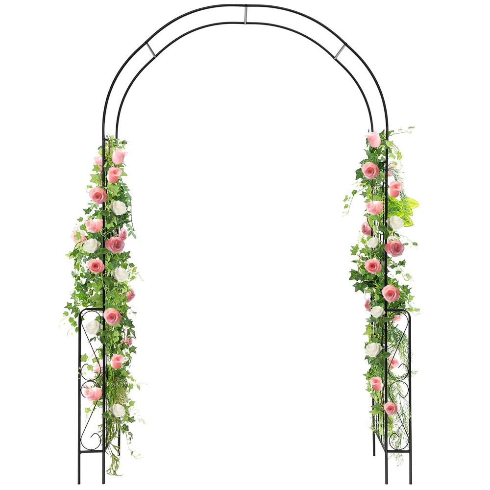 Metal Garden Arch 7.9 FT Backdrop Stand for Various Climbing Plants Party Black