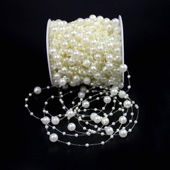 100 Feet Ivory Artificial Pearl String Beads – Ideal for Wedding Decorations