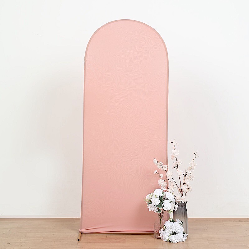 5 ft DUSTY ROSE Matte Fitted Spandex Round Top Arch Backdrop STAND COVER Party