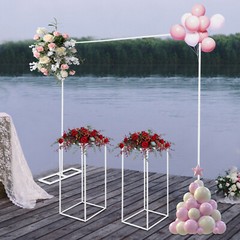 White Wedding Backdrop Stand Set – 1* Balloon Stand + 2* Flower Stands Steel