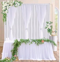 White Tulle Backdrop Curtains for Baby Shower Party Wedding Photo Drape Backdrop