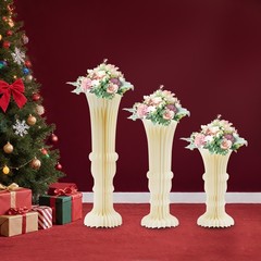 3pcs Folding Cardboard Centerpiece Display Flower Stand Vase-shape Rack Decors