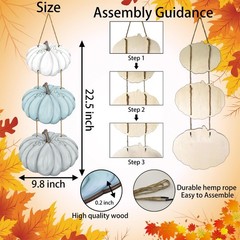Fall Door Decor White Blue Pumpkin Wall Decor Wooden Front Door Hanger Sign f…