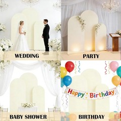 Set of 3 Wedding Arch Decorations – Spandex Fitted Stretchy Arch Stand Covers…