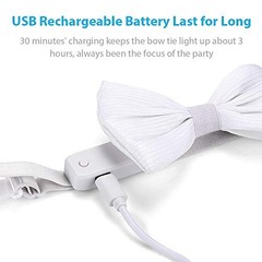 LED Light up Bowtie 7 Colors Luminous Adjustable Bowties for Party White
