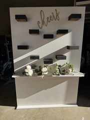 Wedding Backdrop White Black Gold Green with Decorative Flowers Reusable