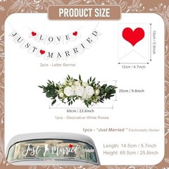 Just Married Car Decorations Kit – Floral Swag, Love Sign Banner, Bouquet & Deca
