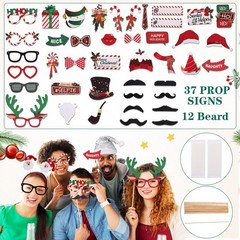 64 Pcs Photo Booth Props Set – Christmas Party Decorations, Hats, Headbands, …