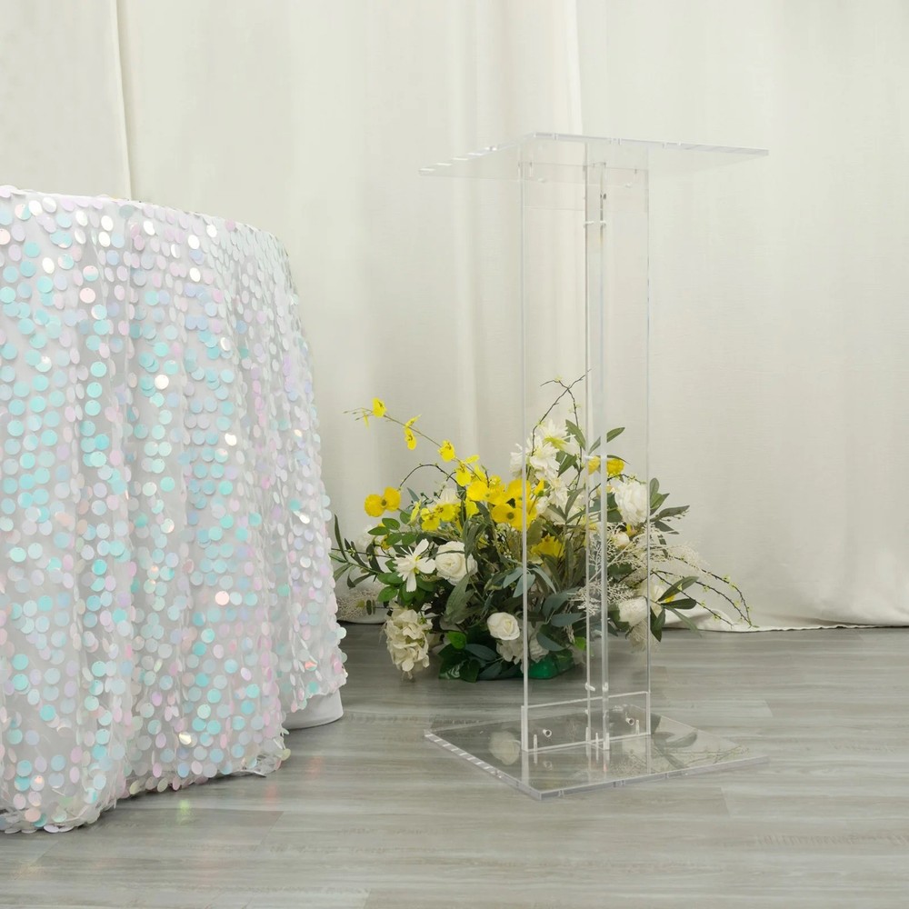 32″ Clear Acrylic Flower Display Stand Square Top and Base Party Decorations