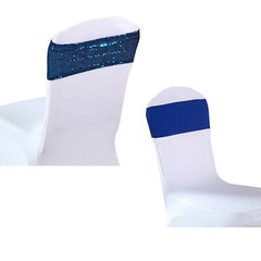 rose gold blue glitter sequin chair bands spandex sashes tie bow ribbon wedding