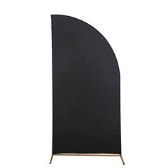 7 ft x 3 ft BLACK Matte Fitted Spandex Half Moon Arch Stand Cover Wedding