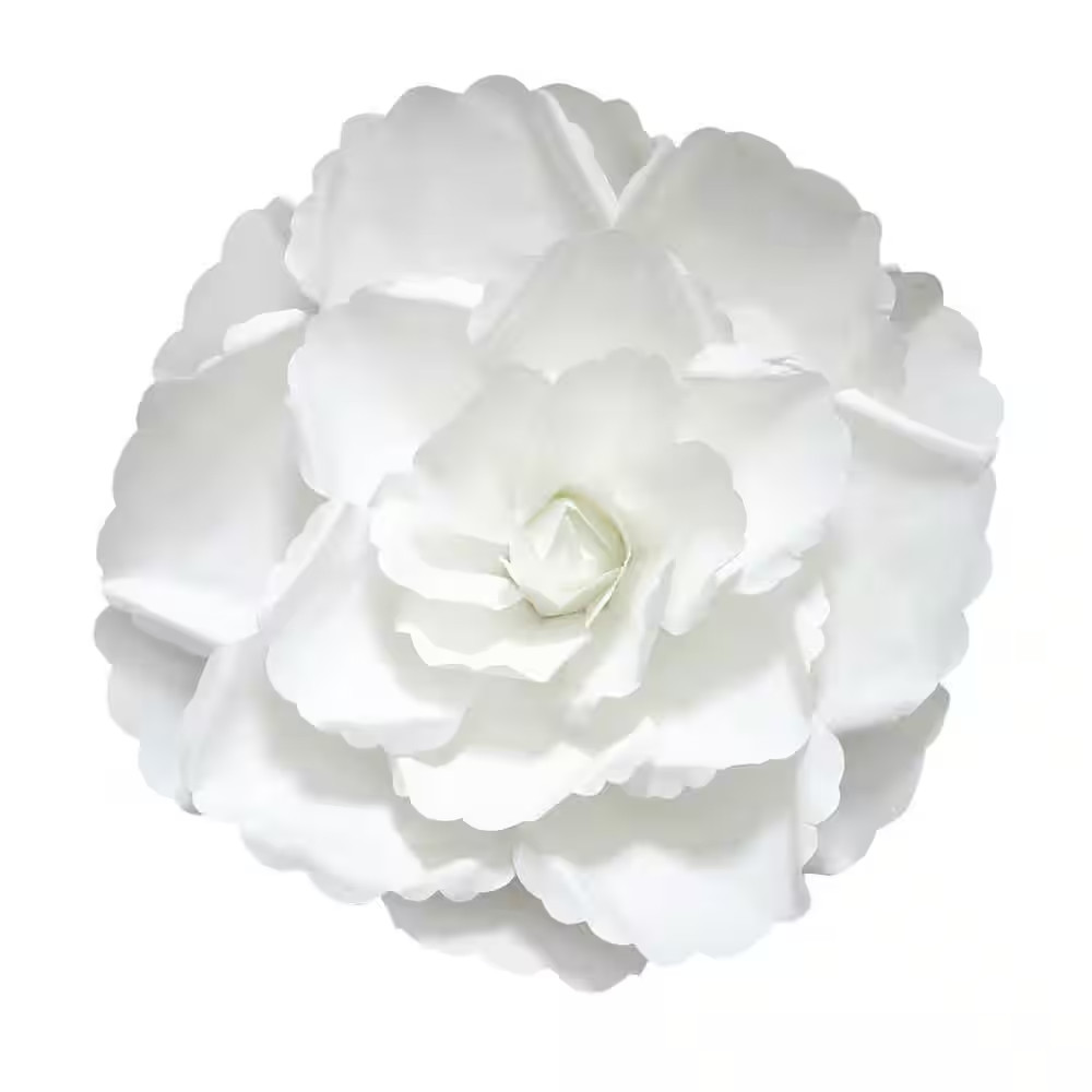 16 In. Large White Artificial Paper Rose Flower Wall Decor Backdrop (Set of 3)