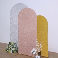 6 ft Fitted Metallic Spandex Round Top Wedding Arch Backdrop STAND COVER Party