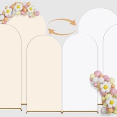 Double Color Arch Backdrop Cover Set of 3 – 6FT+6.6FT+7.2FT White+Crean