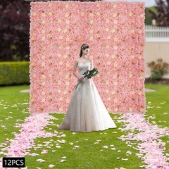 12pcs Artificial Flower Wall Background Silk Rose Mat For Wedding Backdrop Wall