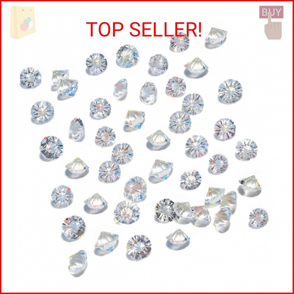HANSGO 500PCS Diamonds, Mini Clear Fake Diamonds Acrylic Gems Table Scatter Crys