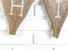 Primitives by Kathy New Just Hitched Rustic Wedding Hanging Burlap Banner 6 ft
