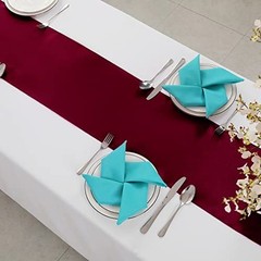 Pack Satin Table Runner 12 x 108 Inch, Smooth Table Runners for 24 Burgundy