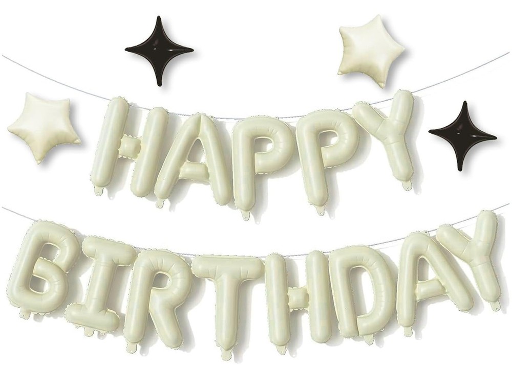 Cream Green Happy Birthday Banner Balloon Aluminum Foil 16 Inch Letter,10 Inc…