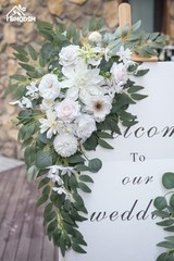 Wedding Arch Faux Flowers Set of 2 Wedding Welcome Sign for Wedding Decor White