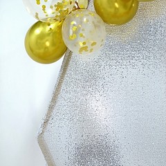 8 ft SILVER Sparkle Sequin Hexagon Backdrop STAND COVER Party Events Decorations