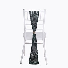 5 HUNTER GREEN Tulle CHAIR SASHES Sequins Geometric Pattern Party Events