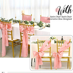 Rose Gold Satin Chair Sashes – 50 Pcs for Weddings and Events Decoration