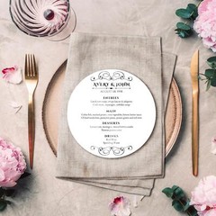 Engraved Wooden/ Acrylic Round Wedding Table Menu Plaque