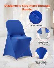 VEVOR 50PCS Blue Stretch Spandex Folding Chair Covers for Wedding Party Dining