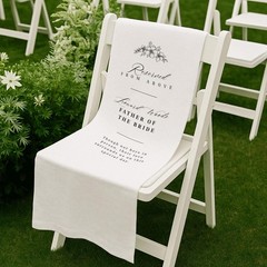 White Linen Loving Memory Wedding Aisle Chair Banner Sign