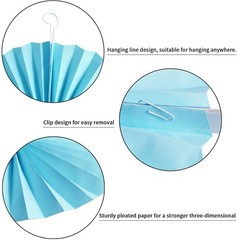 6 Pcs Decoration Hanging Party Blue Paper Fans Set for Birthday Wedding Gradu…