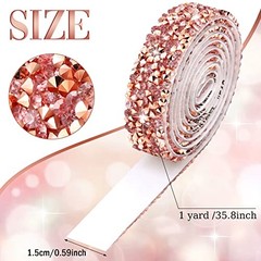 5 Rolls Rose Gold Self Adhesive Rhinestone Ribbon Basic Style Pink, Rose Gold