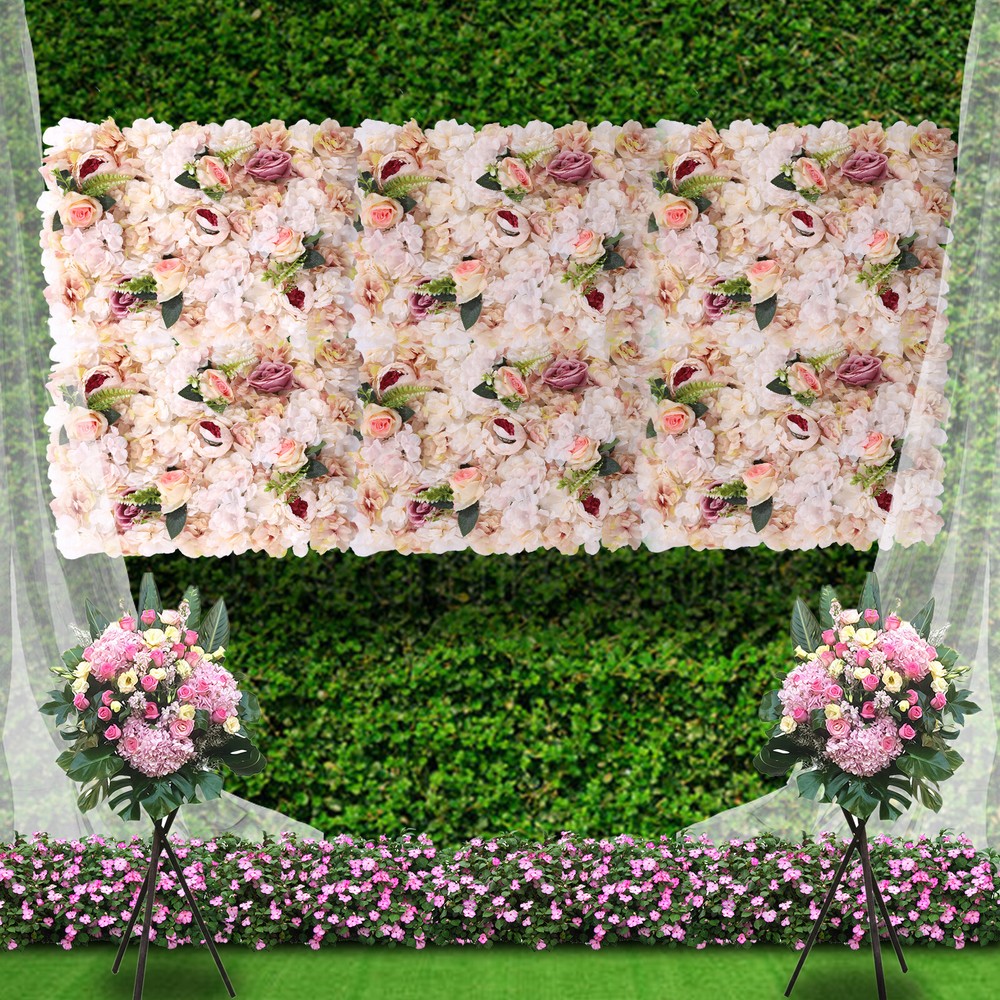 6XFlower Wall Panel Floral Backdrop Pink Yellow Wedding Party Flower Wall Decor