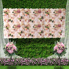 6XFlower Wall Panel Floral Backdrop Pink Yellow Wedding Party Flower Wall Decor
