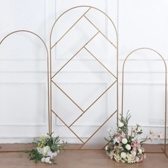 7 ft Gold Round Top Geometric Metal Wedding Backdrop Stand Party Events Supplies