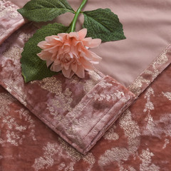 Blush Pink Velvet Curtains with Gold Foil Print, Room Darkening, 2 Panels
