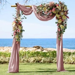 1 Panel Dusty Rose Wedding Arch Drapery 6 Yards Long and 30” Wide Sheer Chif…