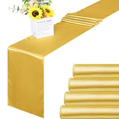 4 Pack Satin Table Runner 12 x 108 Inch Golden Long Bright Silk and Smooth