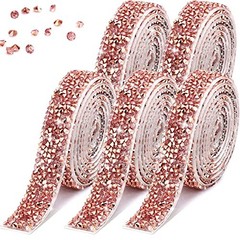 5 Rolls Rose Gold Self Adhesive Rhinestone Ribbon Basic Style Pink, Rose Gold