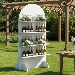 6FT Wooden Wedding Gift Display Arch, Original Design 4-Tier Champagne Wall | Pa
