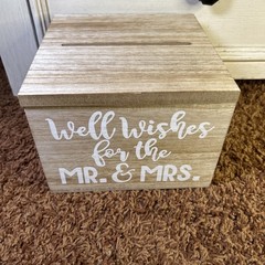 Wedding Well Wishes for the Mr. & Mrs. Wood Square W/Notes Slot