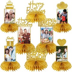 8Pcs Honeycomb Birthday Decorations – Gold Glitter Centerpieces for Women & M…