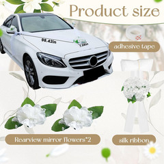 Elegant Wedding Car Decoration with Satin Ribbons & Floral Accents