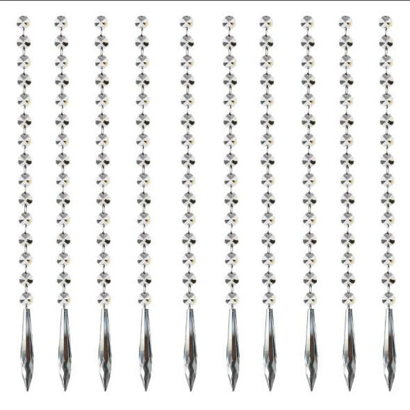 10Pcs Chandelier Icicle Crystal Prisms Pendant Drop Bead Strands Curtain 1FT