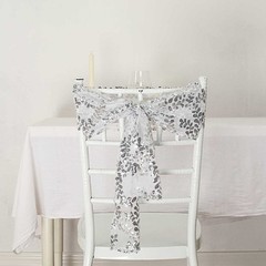 5 SILVER Embroidered Sequin CHAIR SASHES Party Events Decorations Supplies